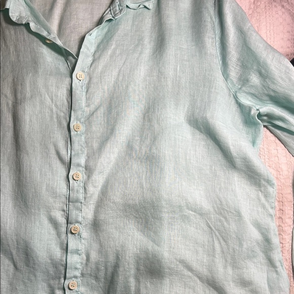 CP Shades women’s linen Aqua Long Sleeve Shirt - Picture 8 of 11